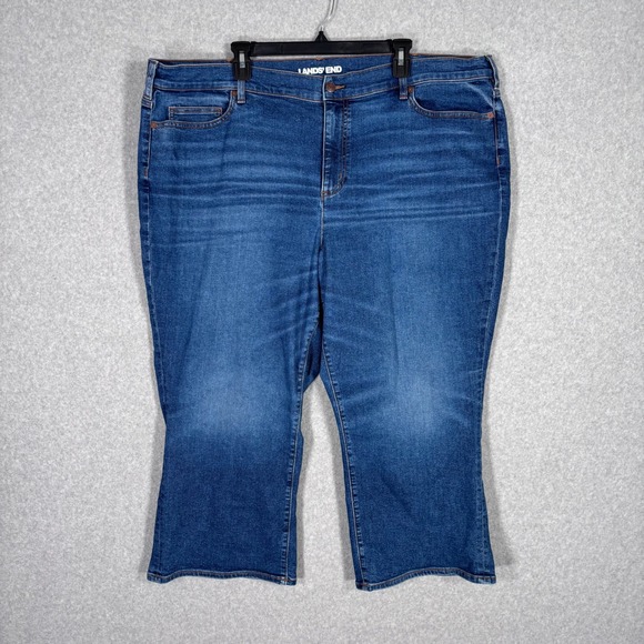 Lands' End Denim - Lands End Kick Flare Cropped Jeans Size 26W High Rise Stretch Capri‎ Comfort
